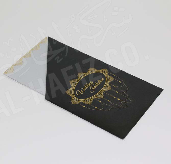 Metallic Gold & Silver Embellished Wedding Card black